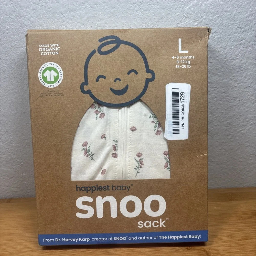 Snoo Sleep Sack Large 4-6 Months 18-26lb White Pink Floral Happiest Baby
